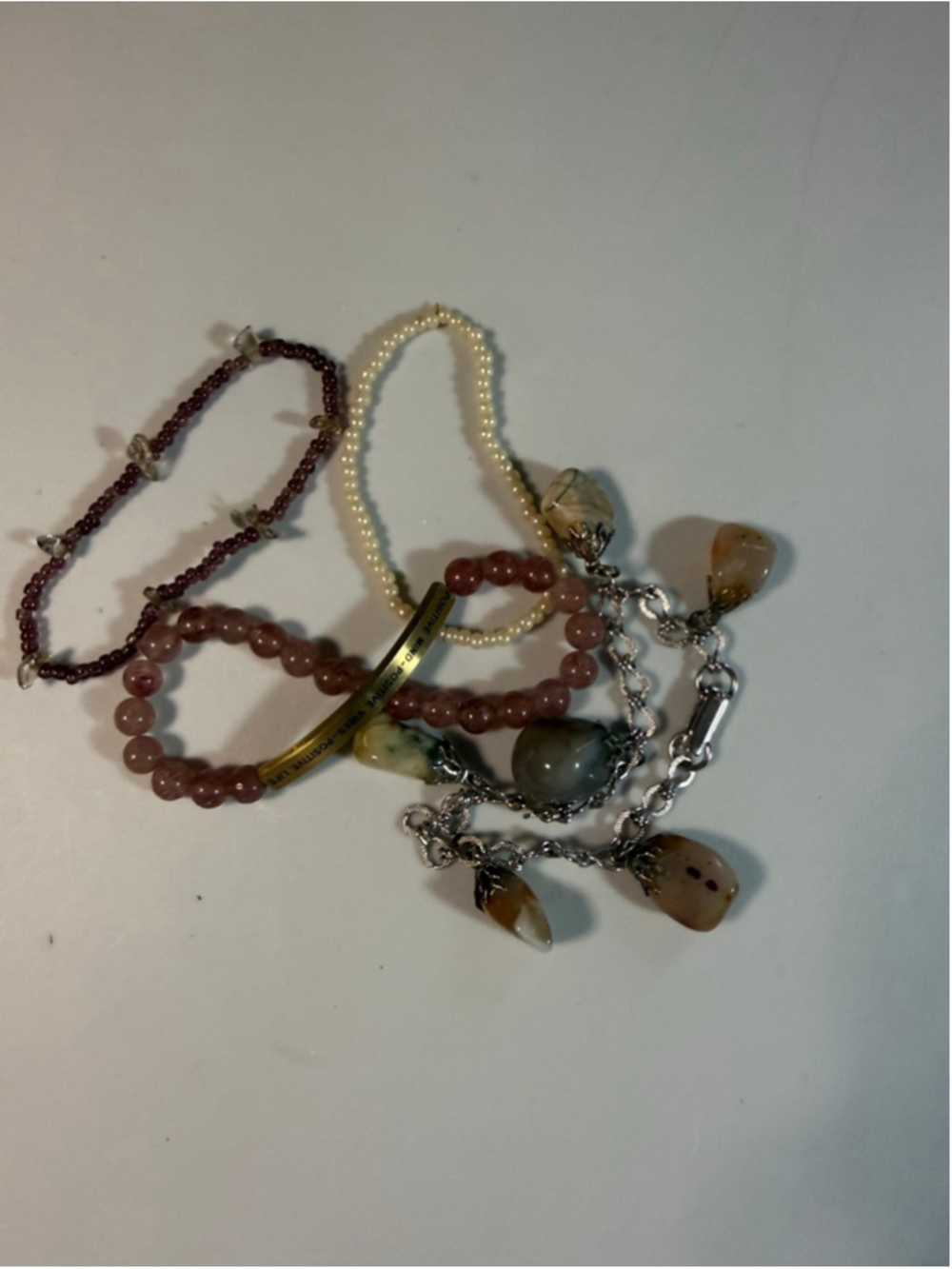 Pre-Loved Curated Bracelet Stack with Natural Stones and Inspirational Elements - Picture 2 of 7
